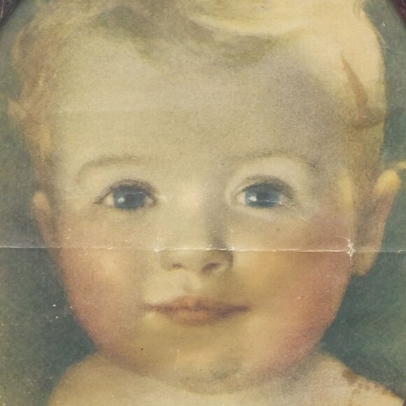 Vintage Oval Framed Baby Portrait Print 11" Height 8" Width - Picture 4 of 5